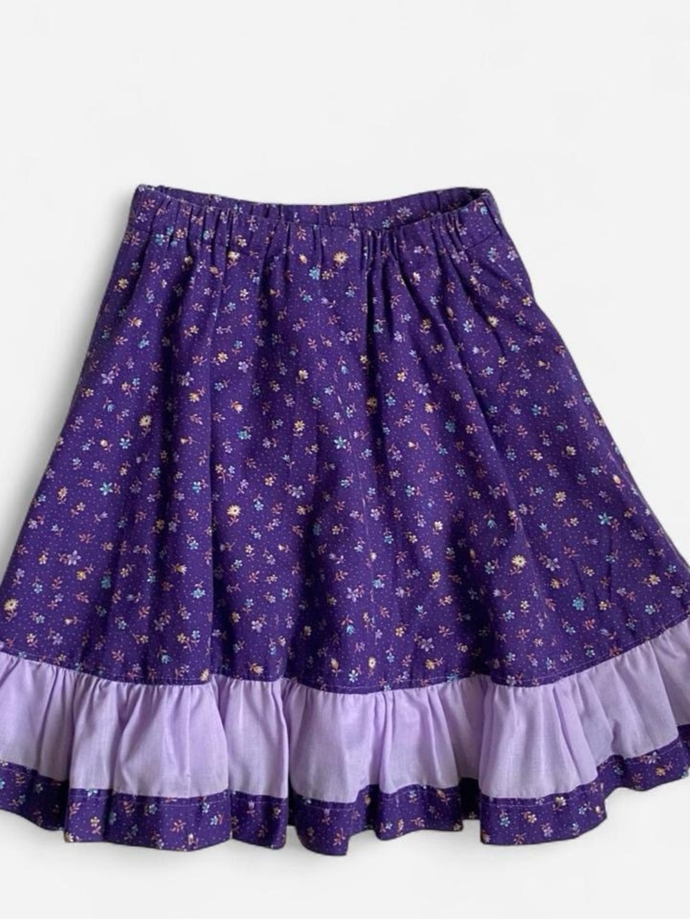 Vintage girls purple floral handmade prairie skirt